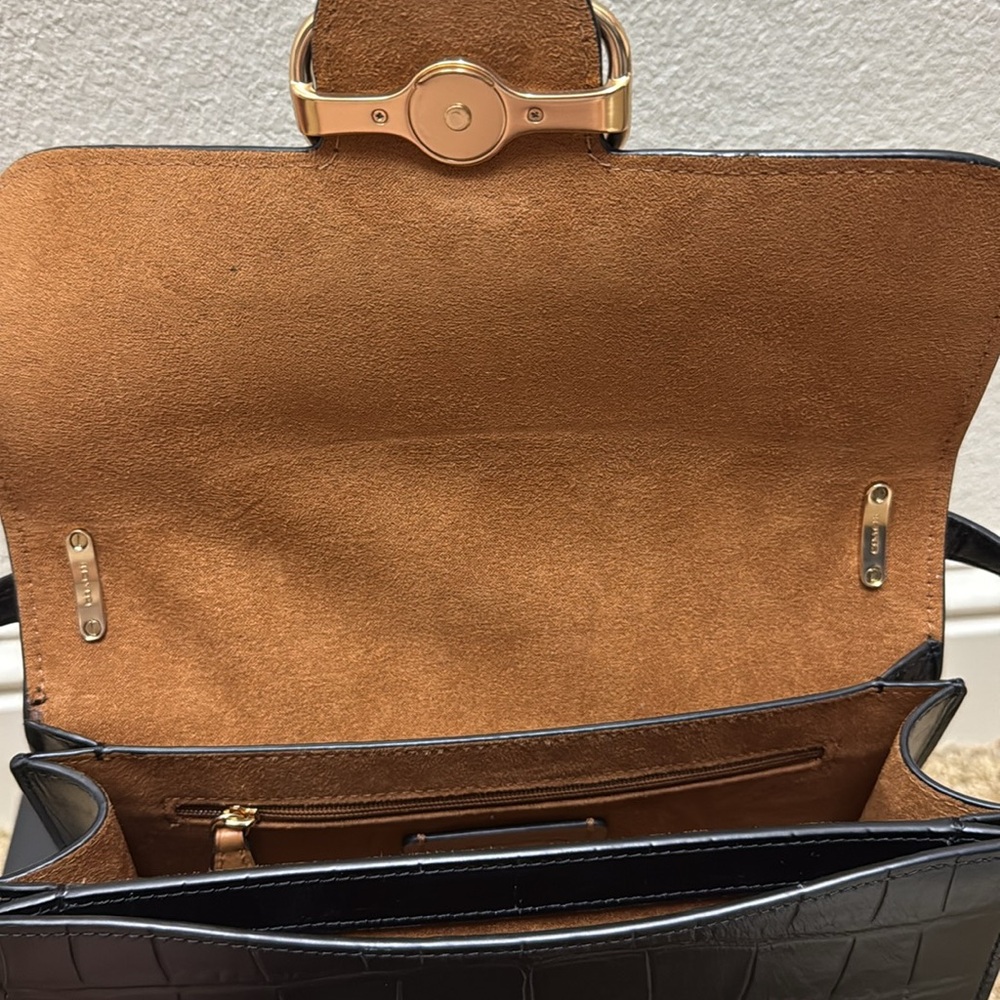 Coach Black Croc-Embossed Shoulder Bag - Picture 6 of 9